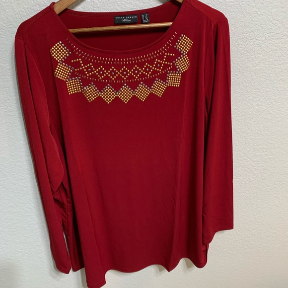 Susan Graver Artisan, 2X, red - Picture 1 of 5
